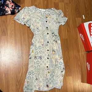 green patterned dress